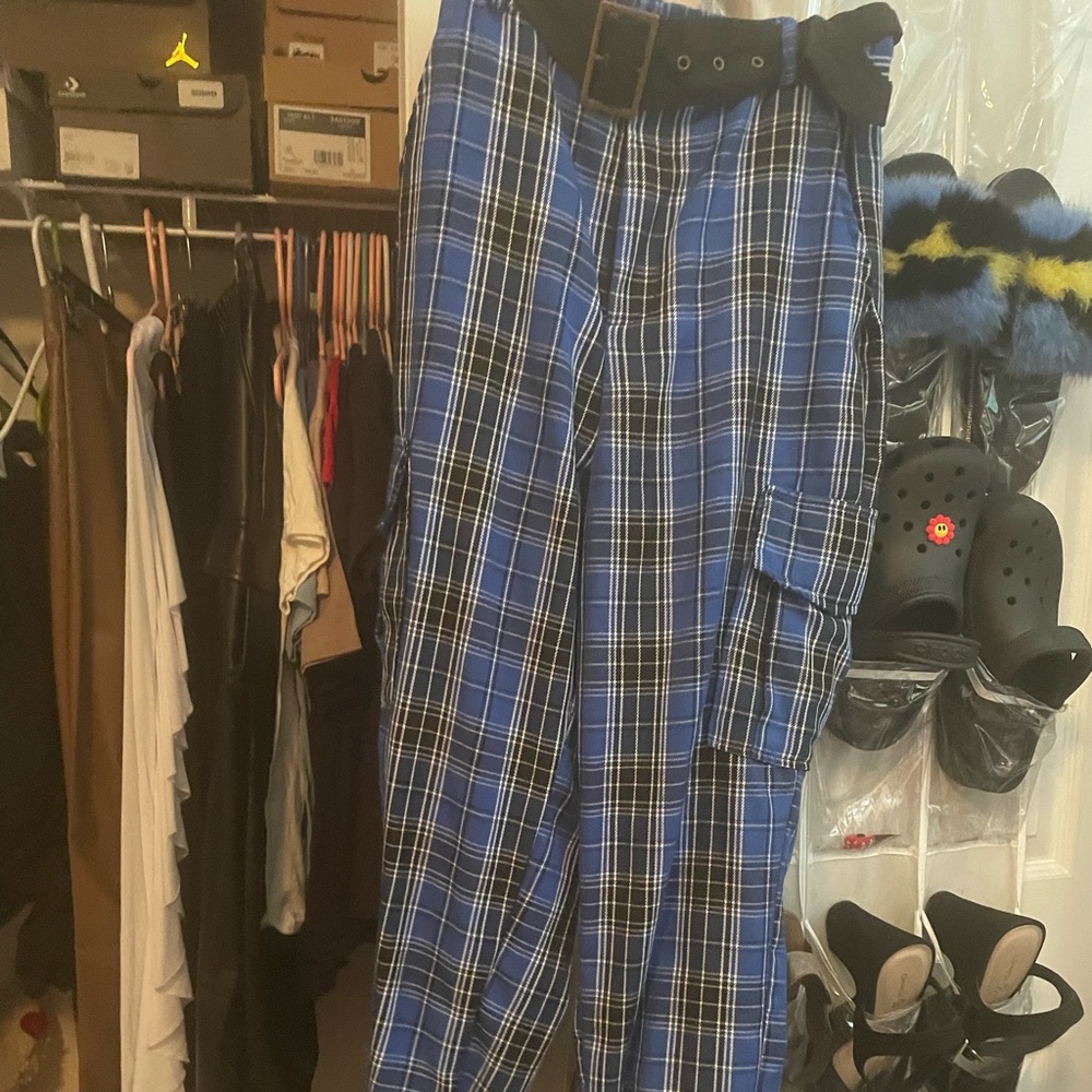 Blue and white cargo pants